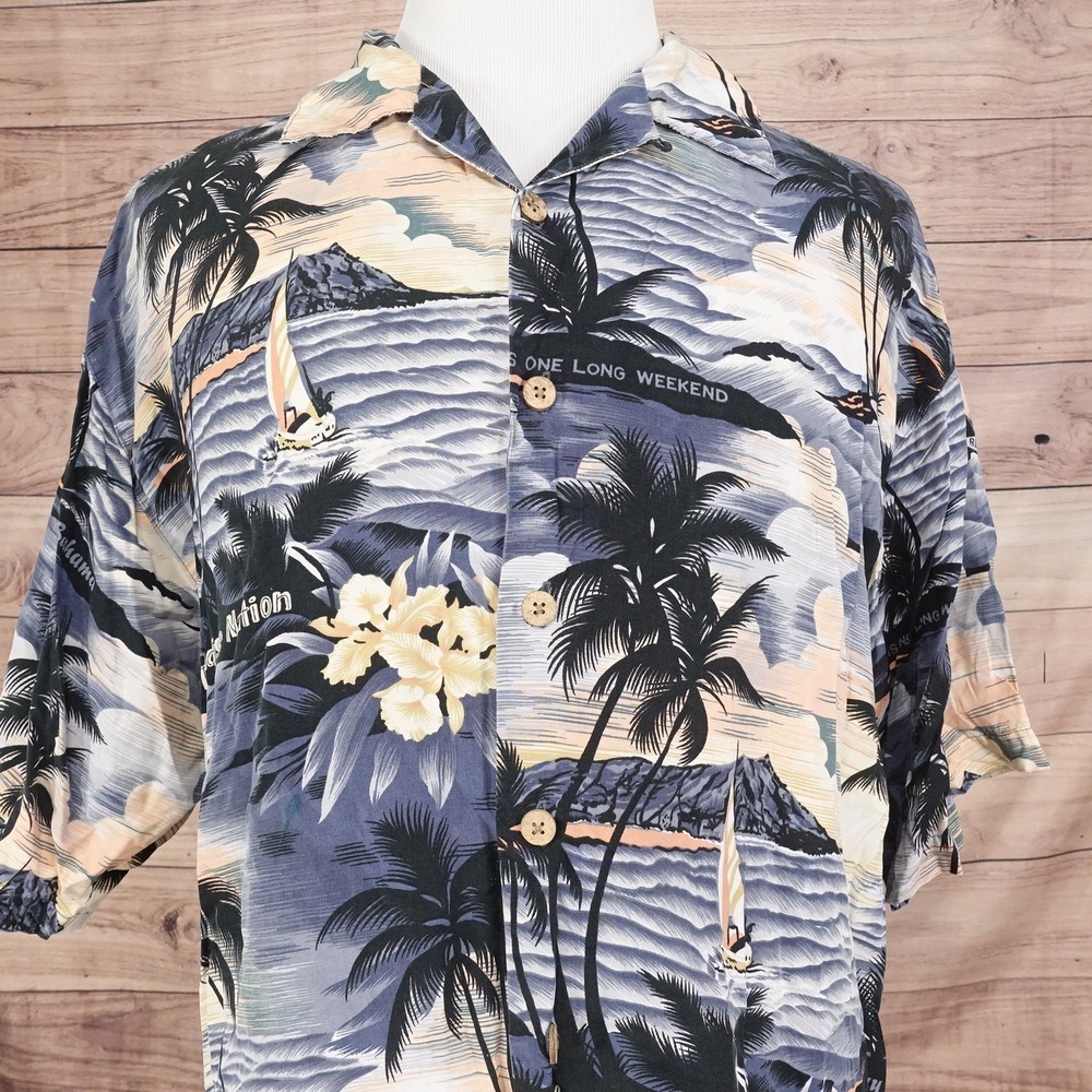 Tommy Bahama Shirt Mens XL Blue Rayon Hawaiian Camp Aloha Paradise Nation -28